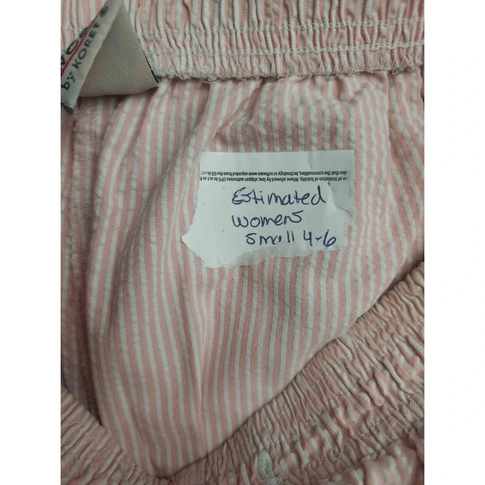 K wear by Koret Floral Embroidered Pajama Set Womens Small Pink Striped Woven